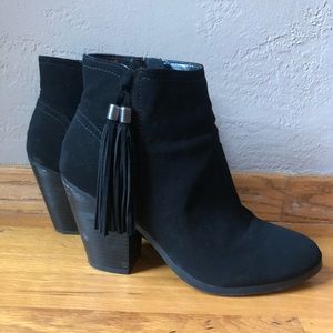 Black Booties Fringe Zipper